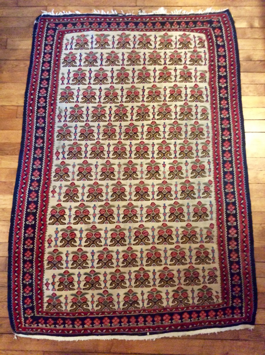 Tapis Kilim Senneh Persan Circa 1950 