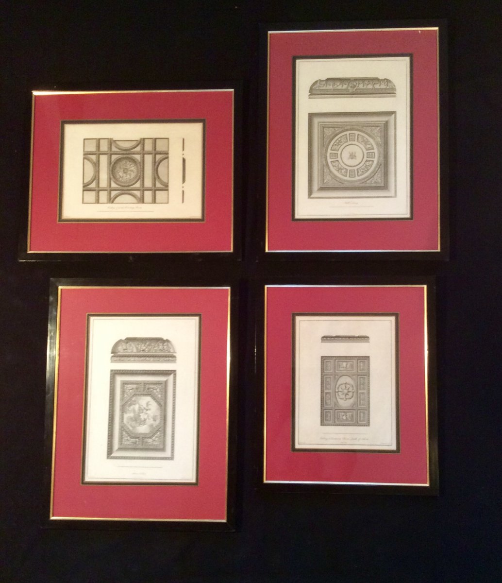 Suite Of 4 Ornamental Engravings From XVIII Eme, By W.kent