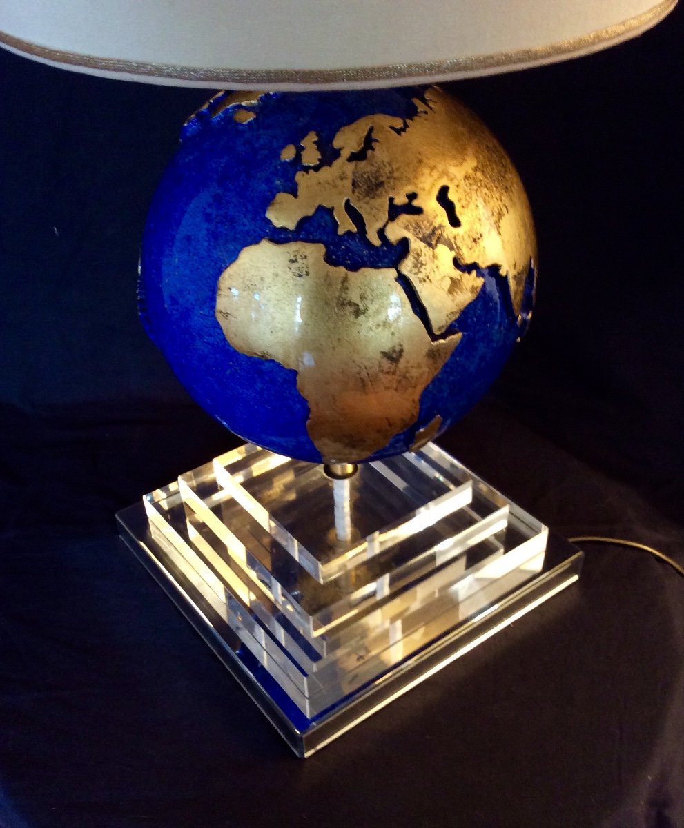 Globe Earth Lamp From The 1980s.-photo-2