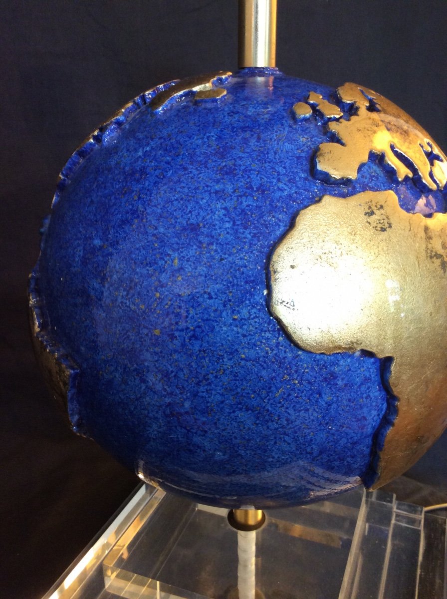 Globe Earth Lamp From The 1980s.-photo-3