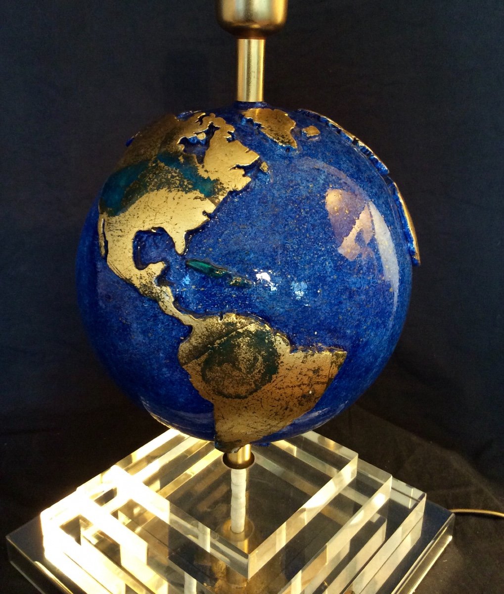 Globe Earth Lamp From The 1980s.-photo-5