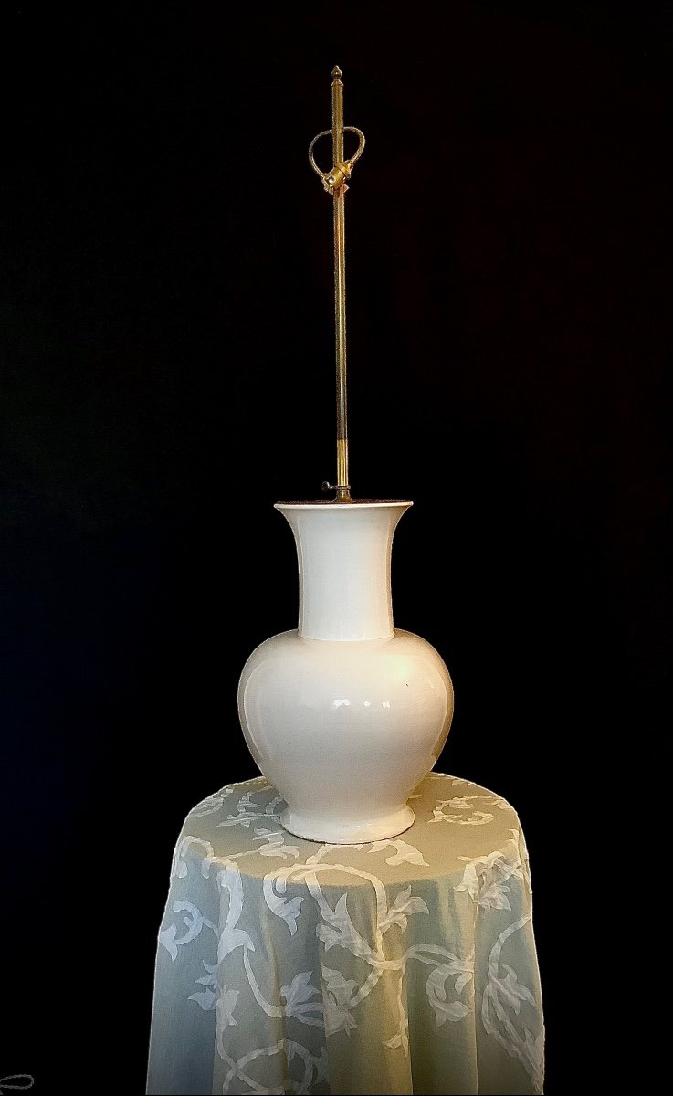 Glazed Ceramic Baluster Vase Lamp From The 1960s-photo-3