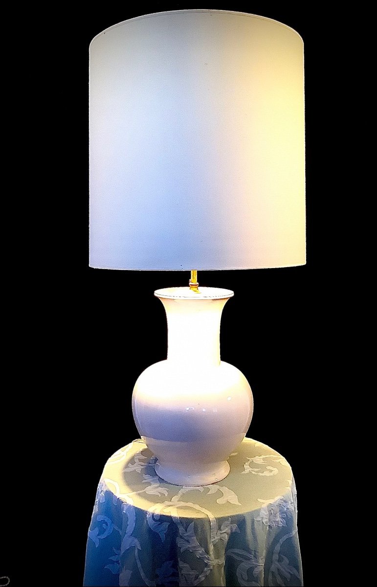 Glazed Ceramic Baluster Vase Lamp From The 1960s-photo-4