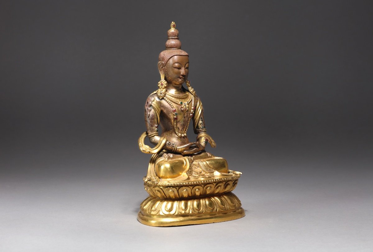 Bronze Doré Bouddha Amityus-photo-2