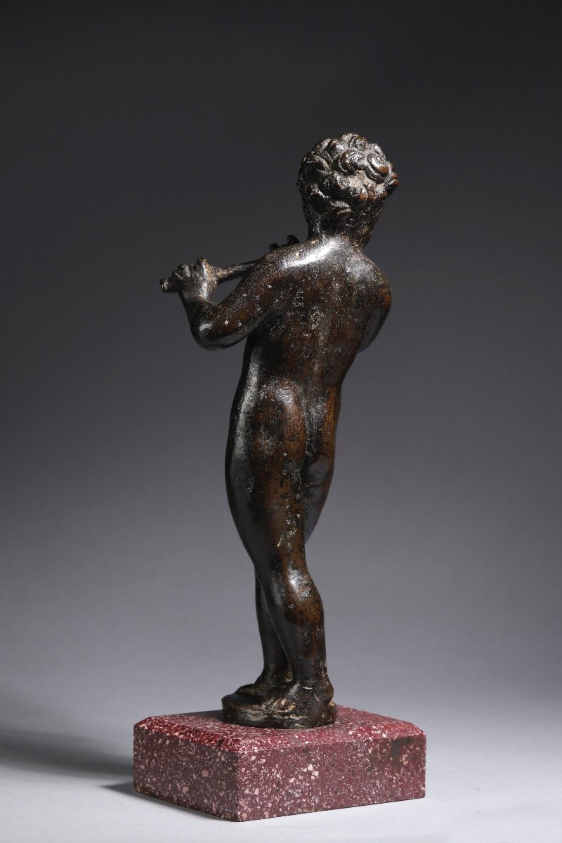 Putto Flutist, Renaissance Bronze, Venice Around 1600-photo-3