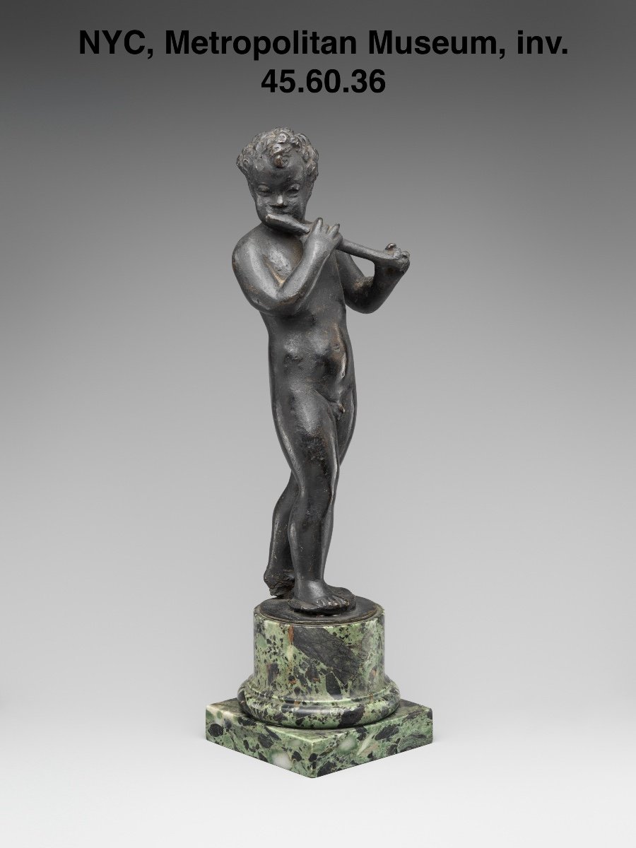 Putto Flutist, Renaissance Bronze, Venice Around 1600-photo-4