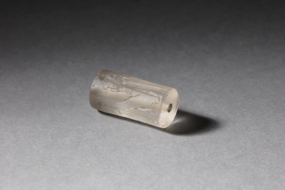 Crystal Cylinder Seal, Kassite Dynasty 16th-12th Century Bc-photo-3