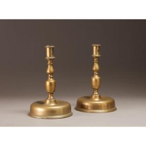 Pair Of 17th Century Brass Candlesticks