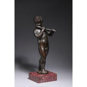 Putto Flutist, Renaissance Bronze, Venice Around 1600