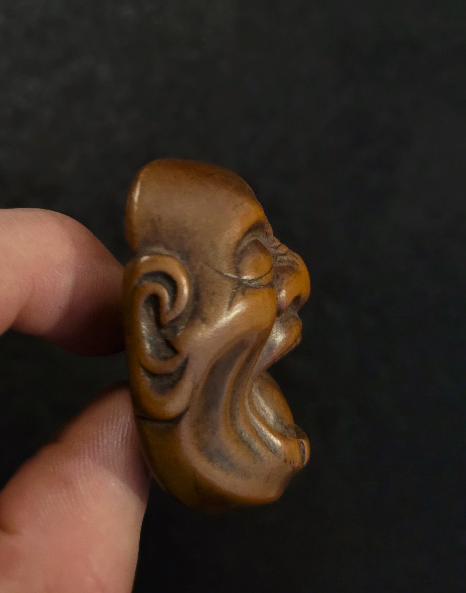 Netsuke - Masque Criant - Bois-photo-1