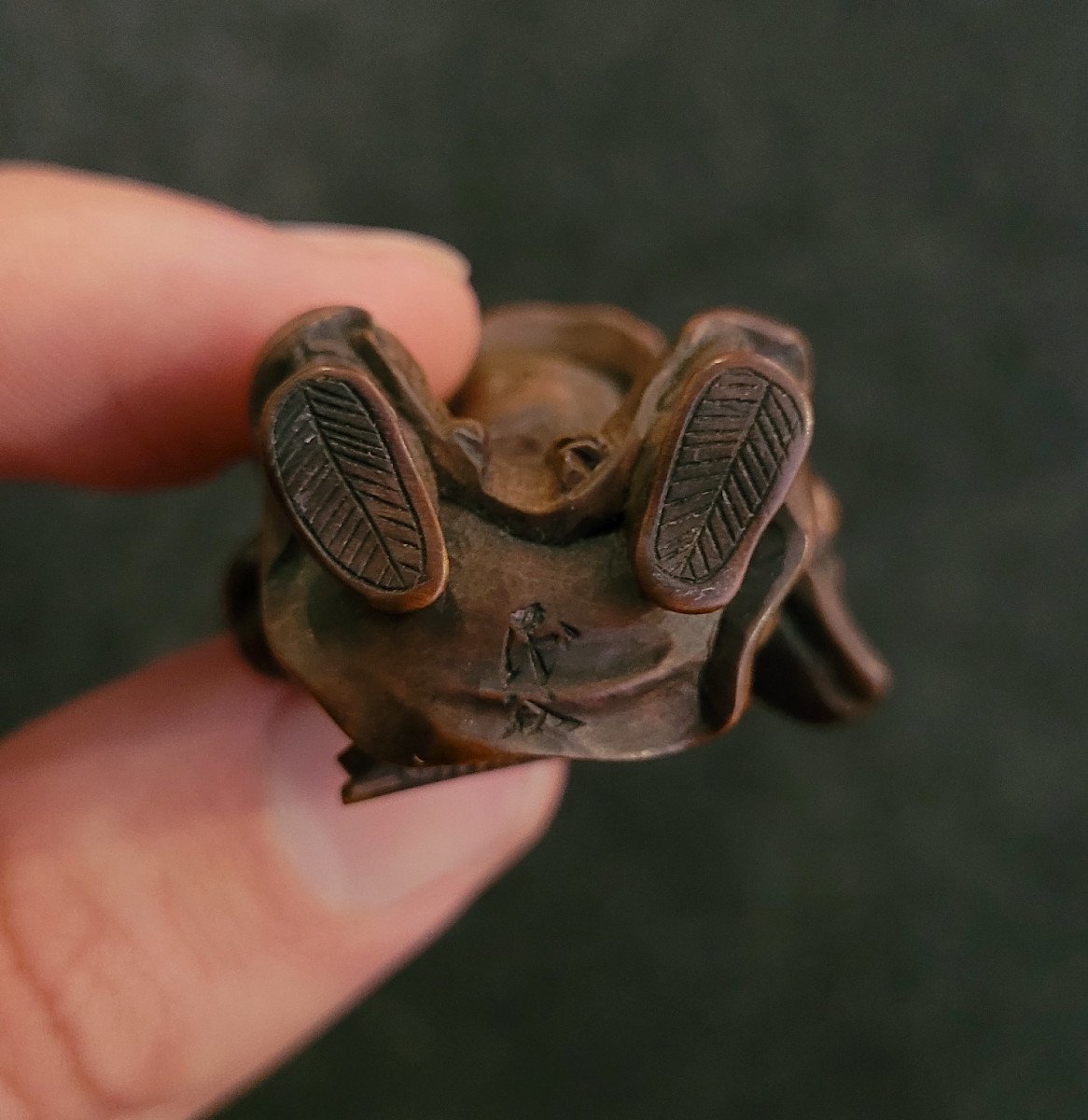 Netsuke - Shoki With Oni Mask - Wood-photo-3