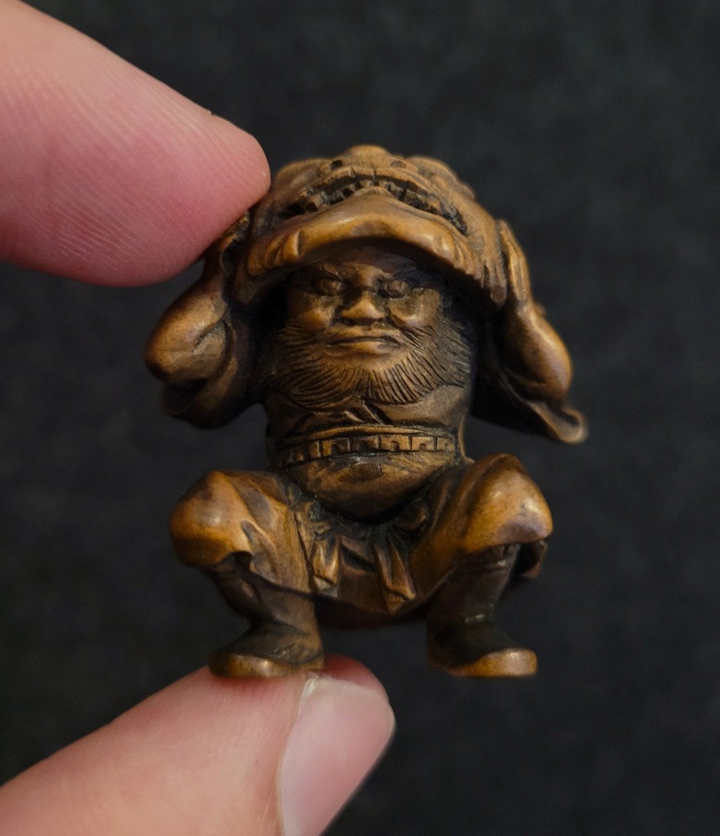 Netsuke - Shoki With Oni Mask - Wood