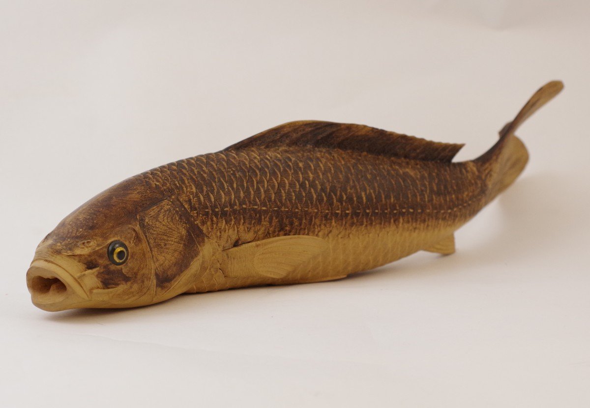 Superb Carp In Carved Boxwood-photo-1