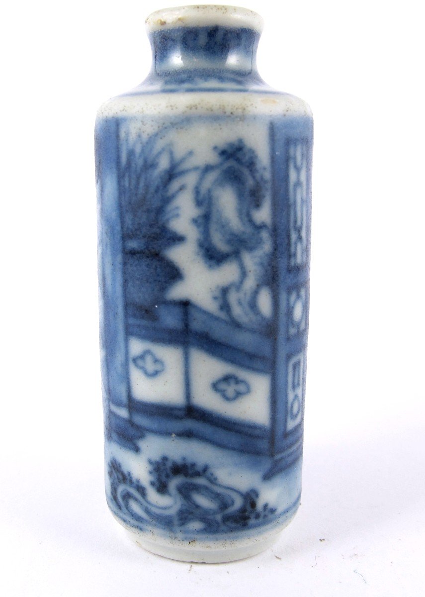 Tabatière Chinoise En Porcelaine Bleu Et Blanc, XIXème Siècle-photo-3