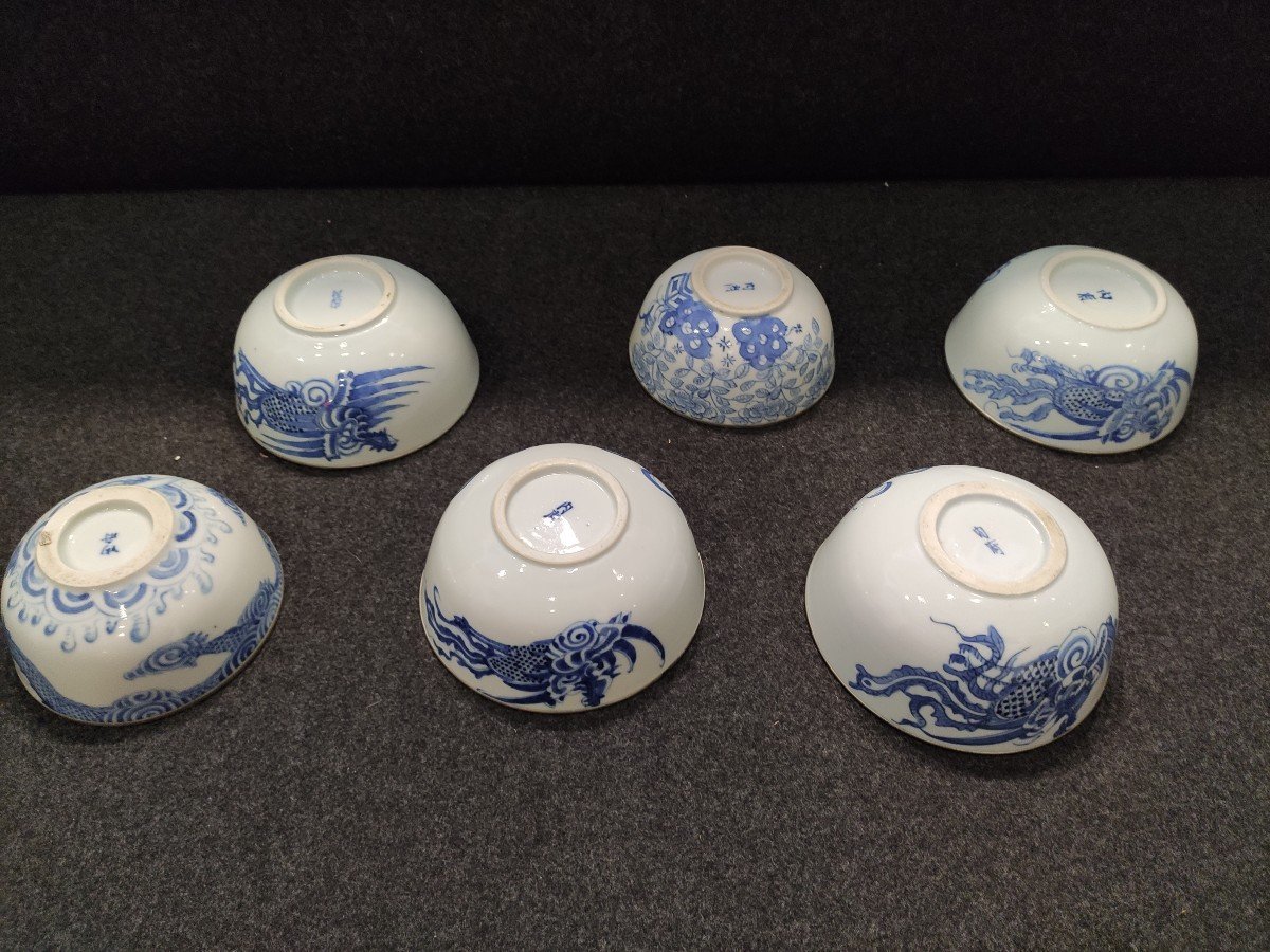 Set Of Six Blue Bowls From Hue