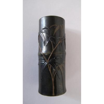 Small Bronze Vase In Bamboo Shape