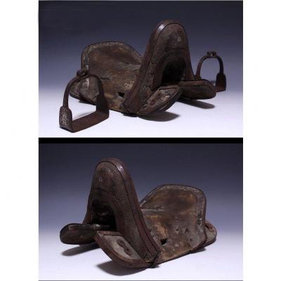 Rare Saddle And Pair Of Stirrups Of Korean Origin