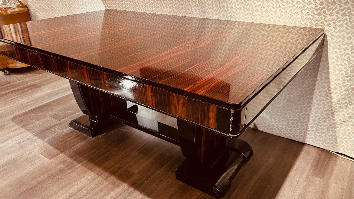 Art Deco Dining Table In Macassar Ebony-photo-2