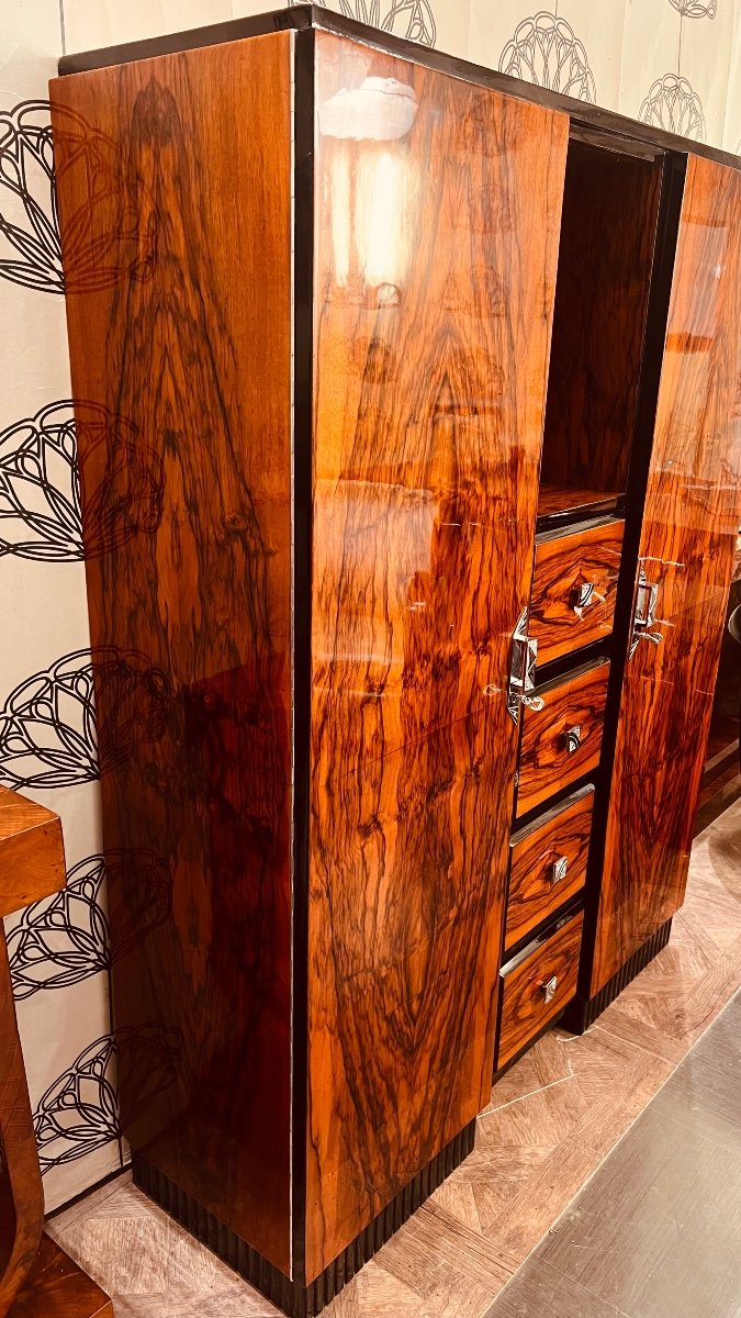 Art Deco Burl Walnut Wardrobe -photo-2