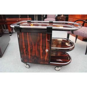 Macassar Ebony Art Deco Rolling Bar