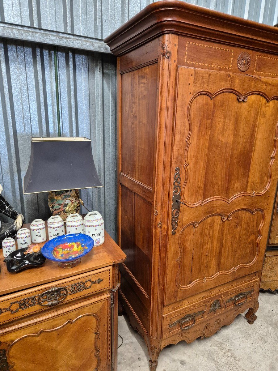 Bonnetiere Cabinet Door Medallions 19th Century Wood 227 Cm-photo-3