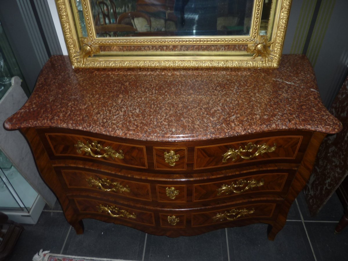 Curved Louis XV Commode Eighteenth Time-photo-2