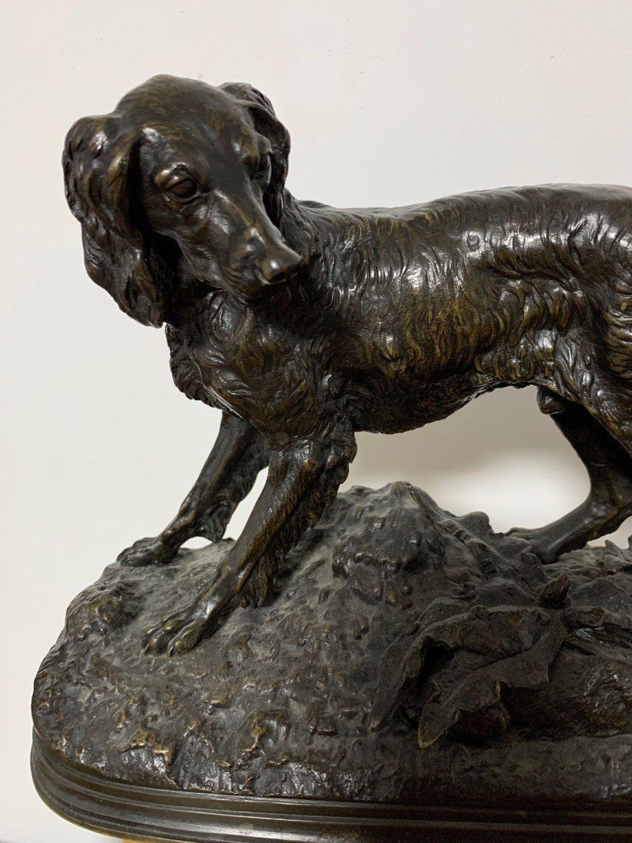 Jules Moigniez  Statue Bronze Chien Setter Et Lièvre-photo-3