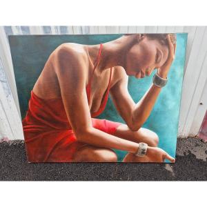 Tableau Baton Rouge De Annick Bouvattier Huile Sur Toile Portrait