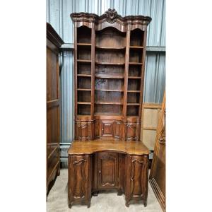 Curved Oak Library Desk 18th Century