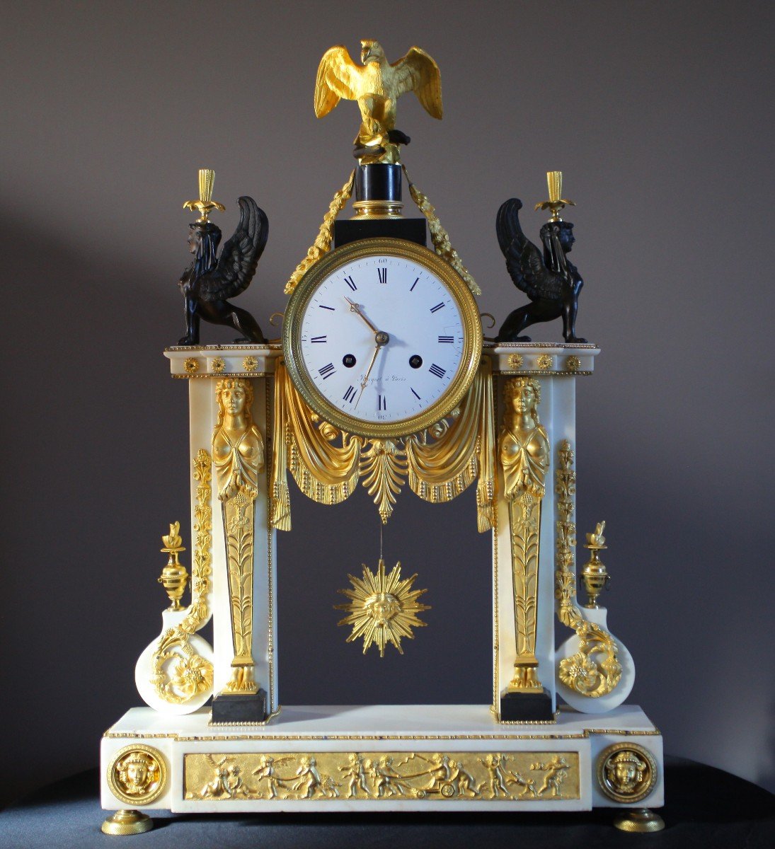 Louis XVI Clock With Sphinxes And Eagle