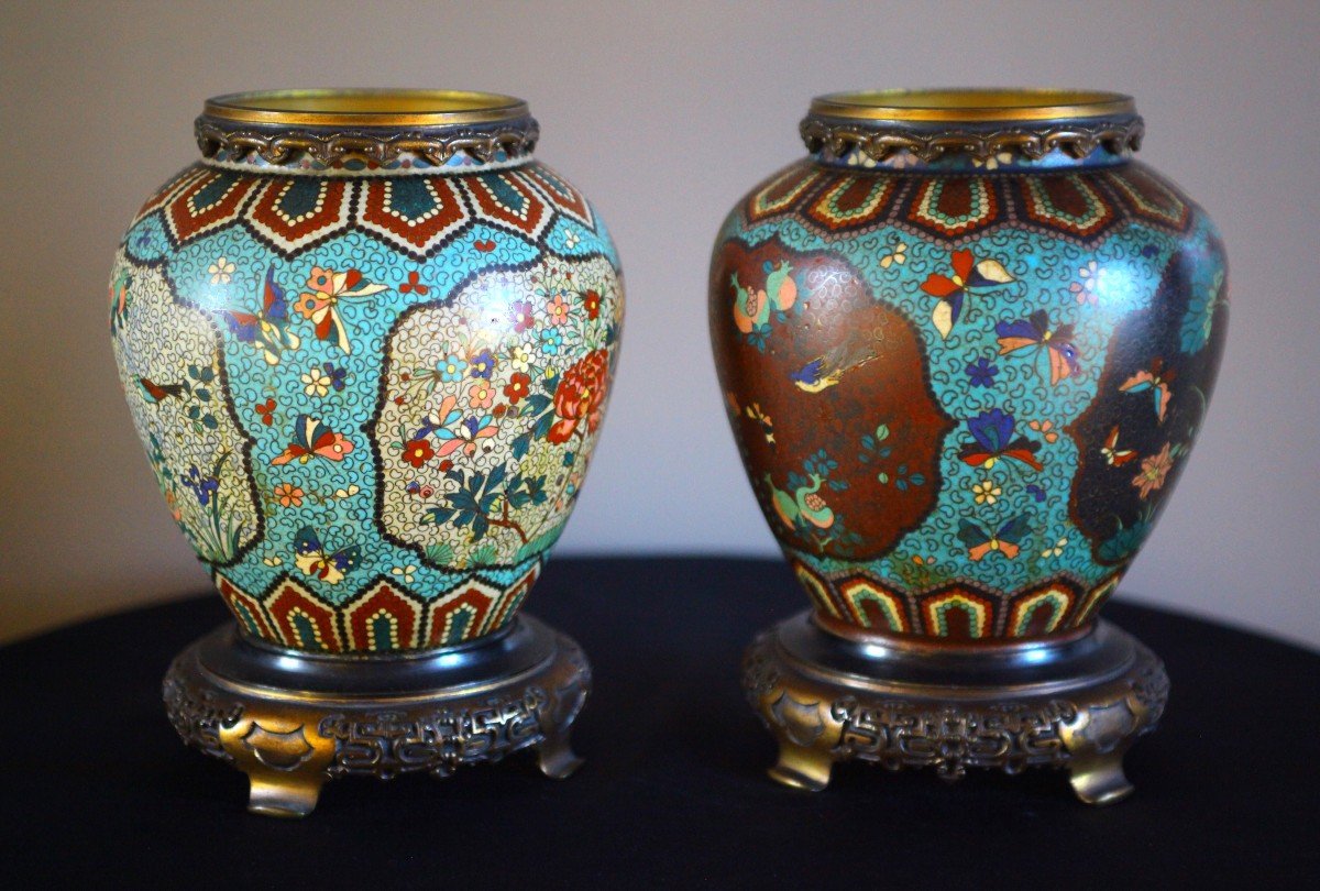 PAIRE DE POTS CLOISONNES-photo-2