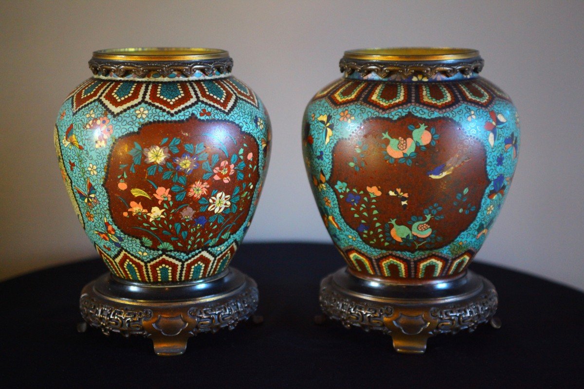 PAIRE DE POTS CLOISONNES-photo-3