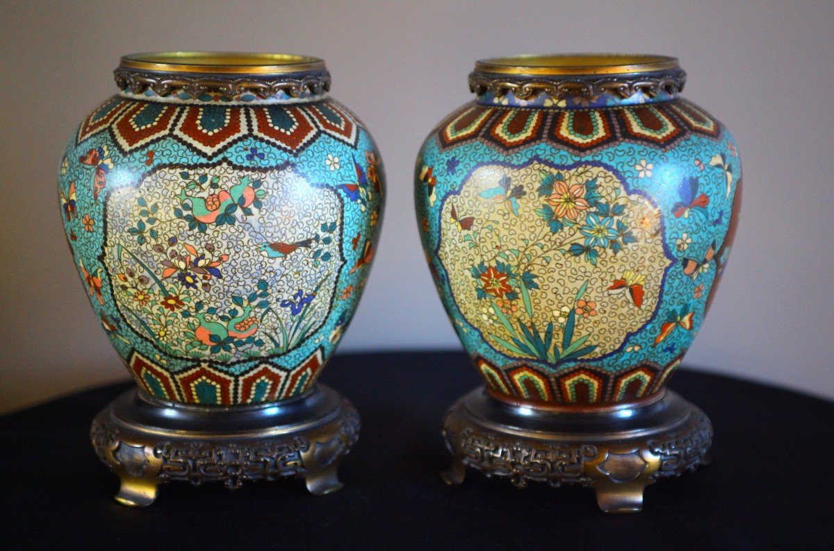 PAIRE DE POTS CLOISONNES-photo-4