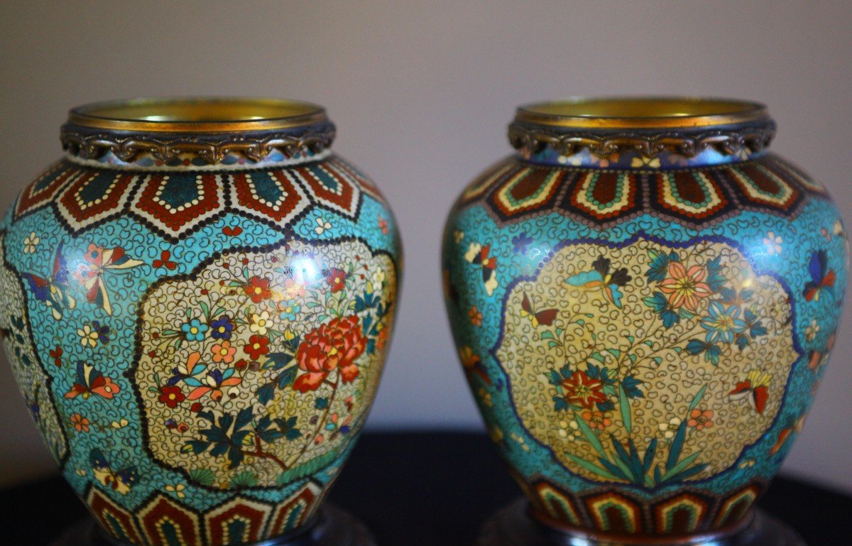 PAIRE DE POTS CLOISONNES-photo-1