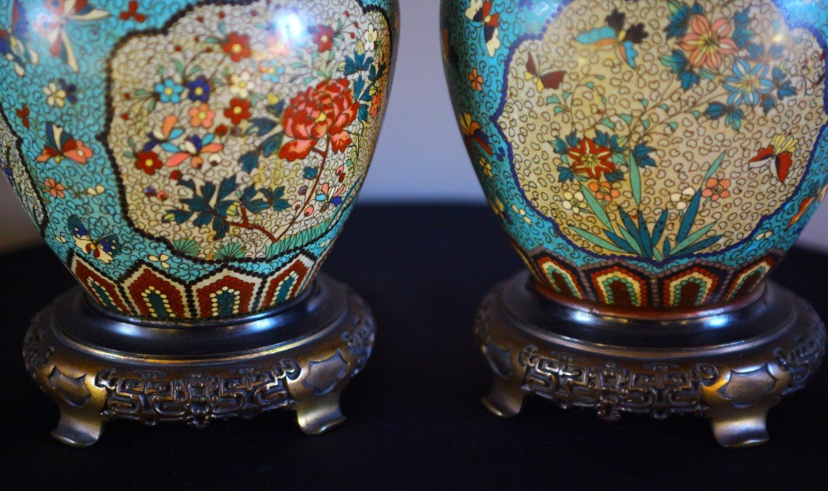 PAIRE DE POTS CLOISONNES-photo-2