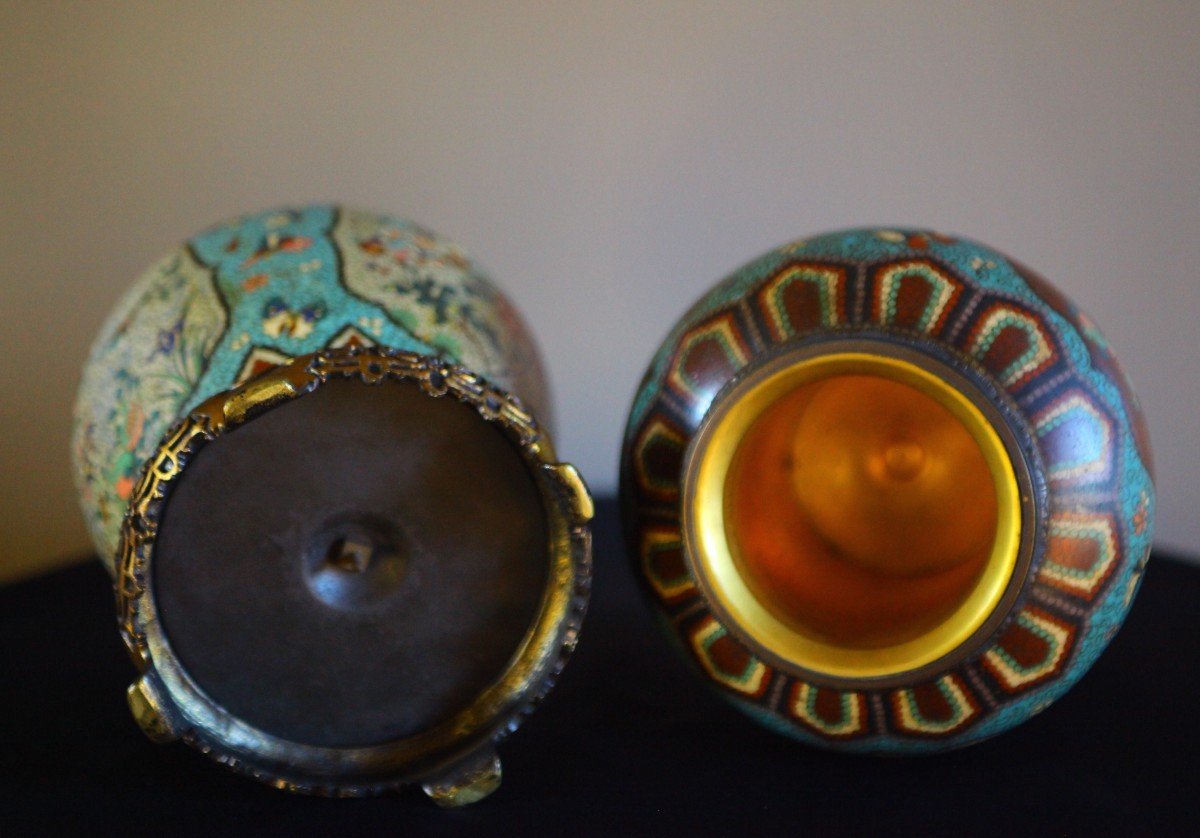 PAIRE DE POTS CLOISONNES-photo-3