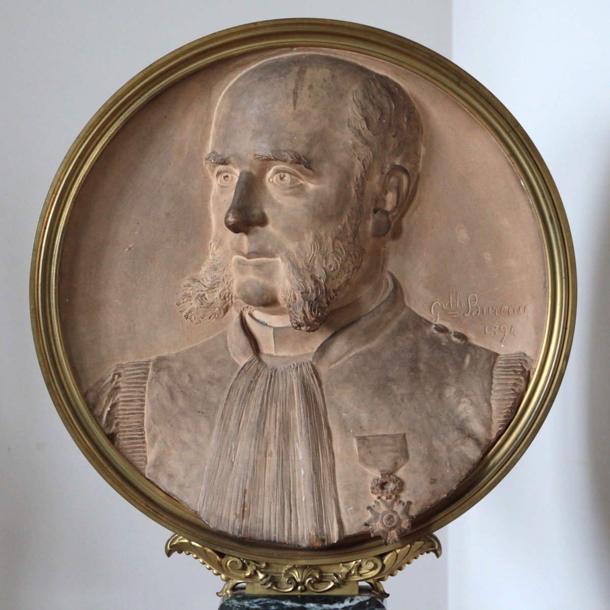 Large Terracotta Medallion - Portrait Of Edmond Rousse-photo-1