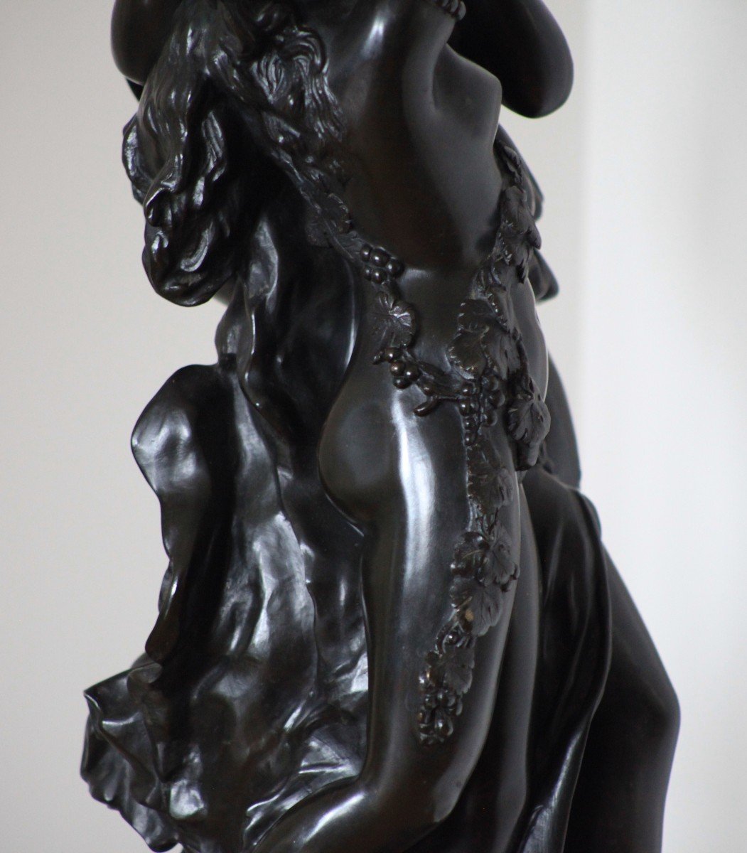 GRAND BRONZE CLODION - EDUCATION DE BACCHUS - H 85 cm-photo-2