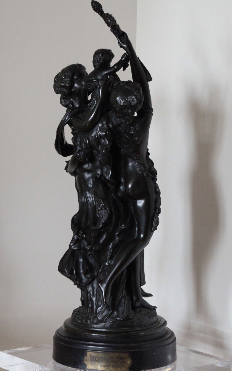 GRAND BRONZE CLODION - EDUCATION DE BACCHUS - H 85 cm-photo-3