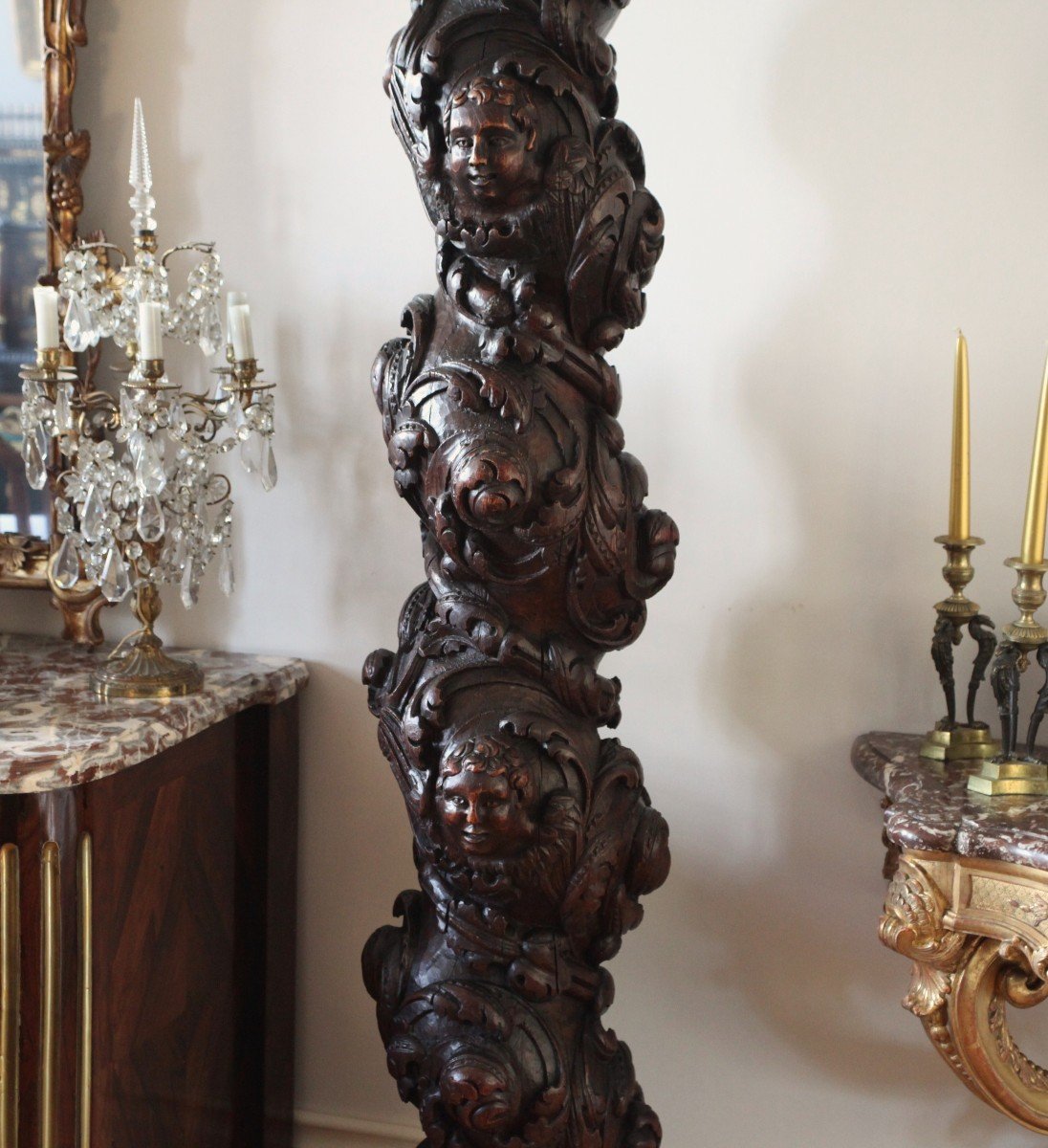 Pair Of Carved Wooden Columns XVIIth Century-photo-2