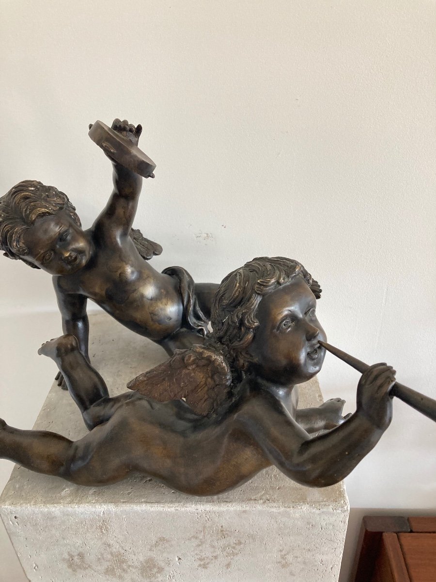 Paire D’anges En Bronze-photo-2