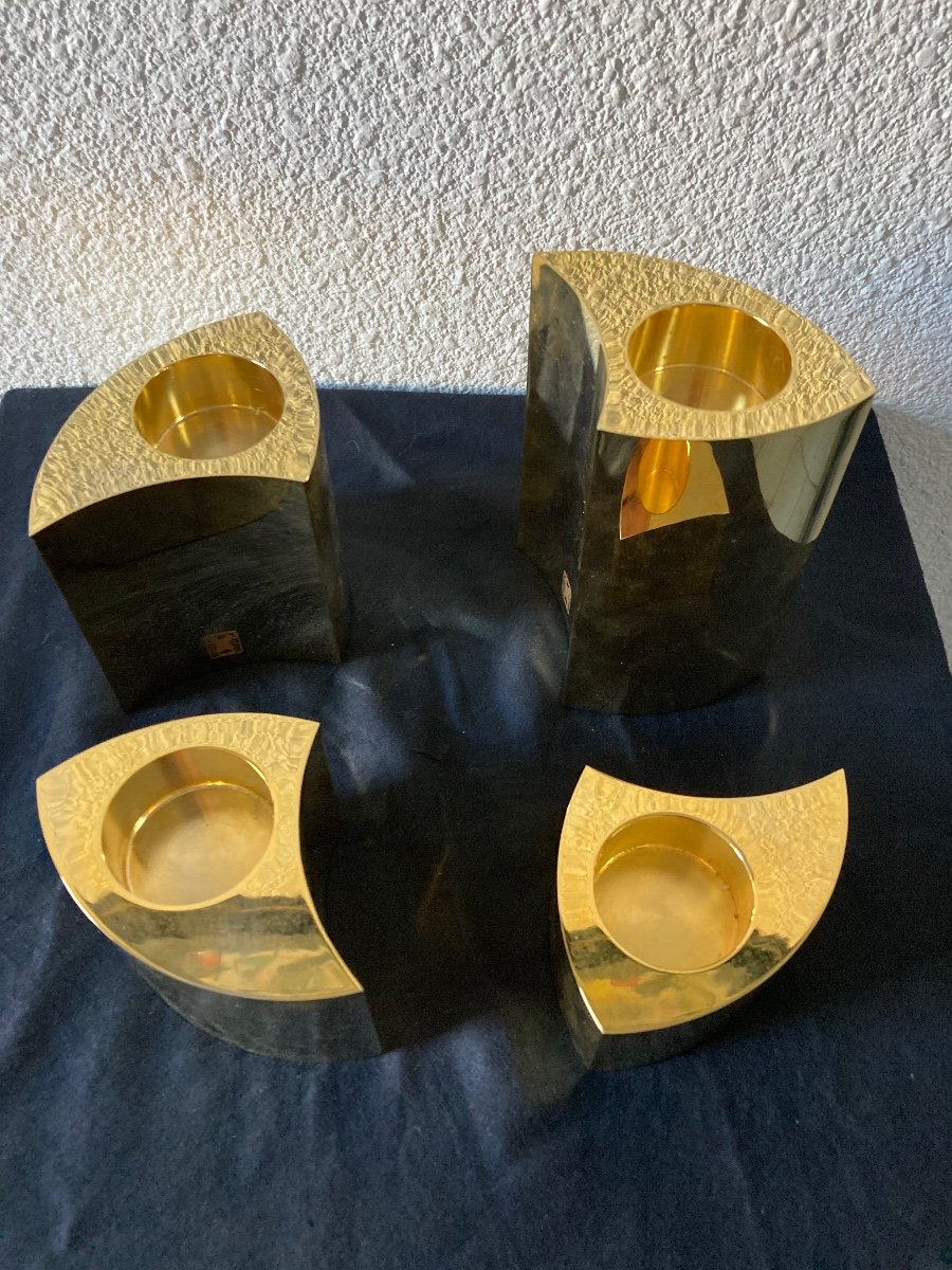 Swedish Bronze Candlesticks 1970s-photo-3