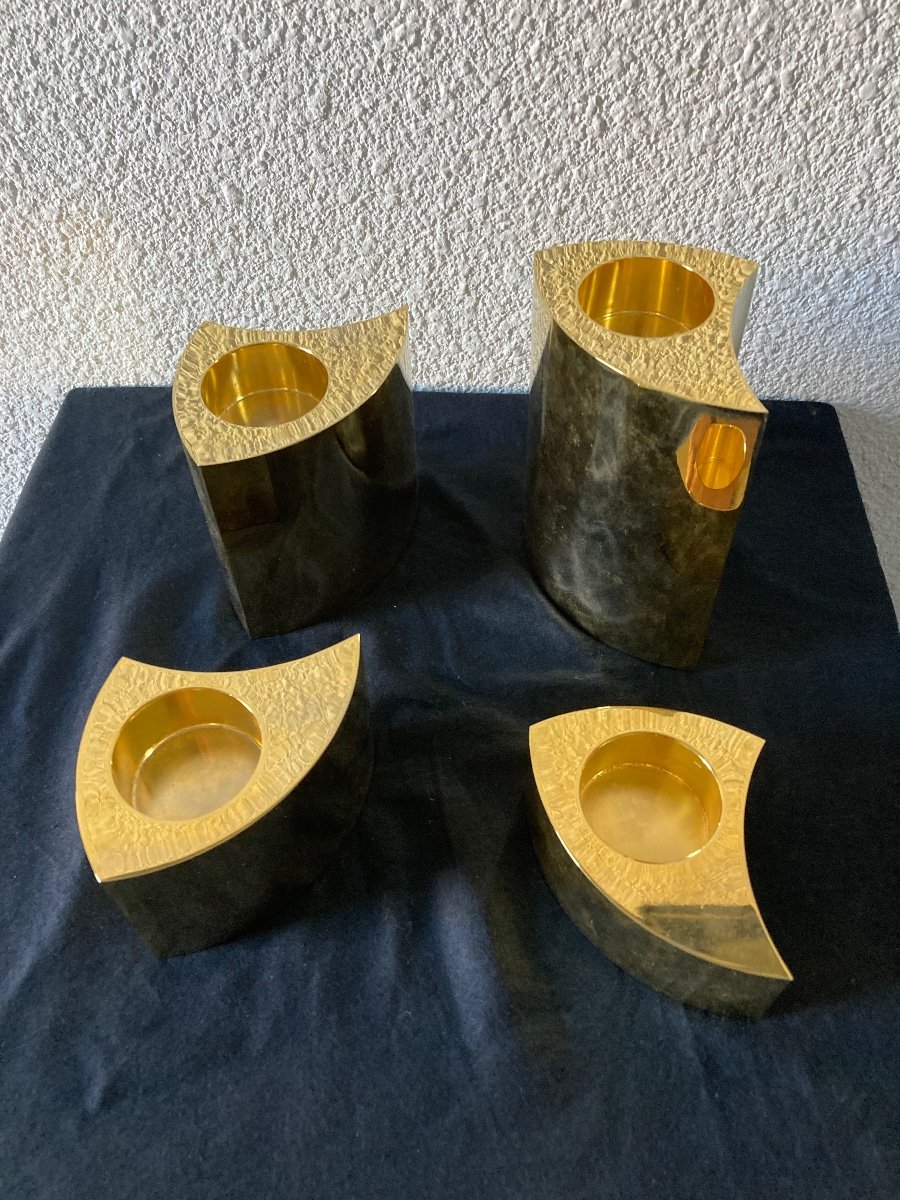 Swedish Bronze Candlesticks 1970s-photo-4