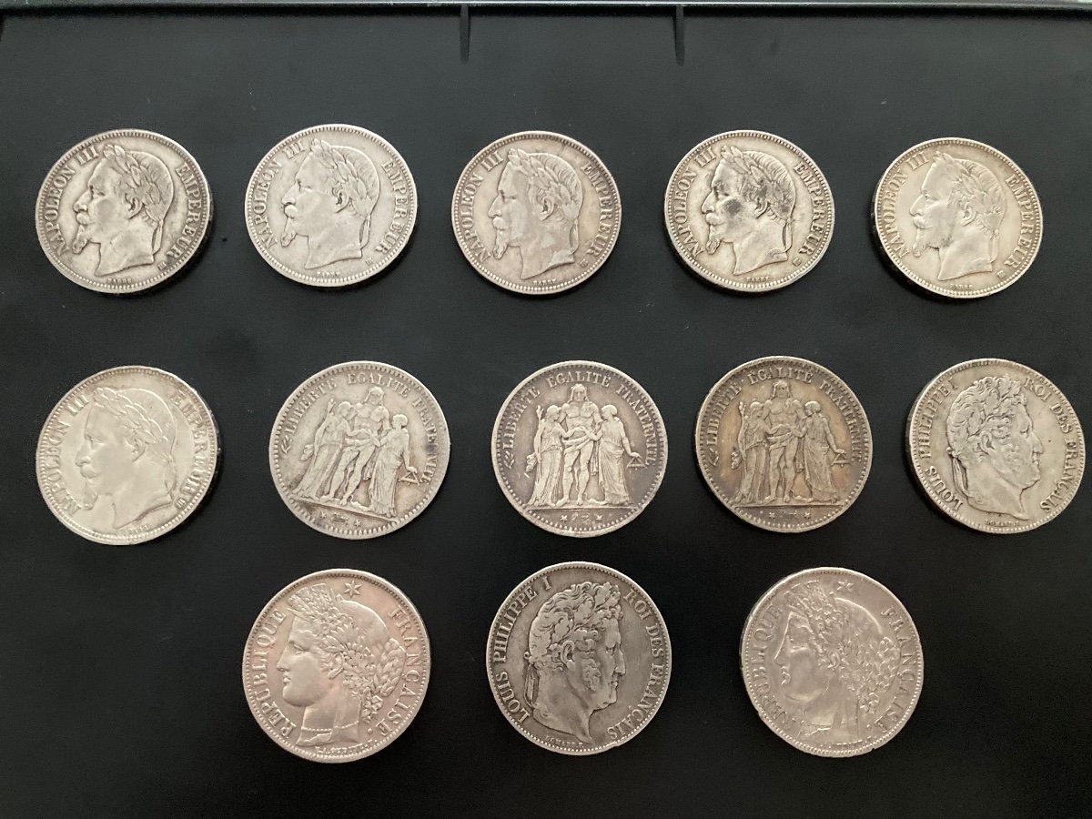 13 Pieces De 5 Francs En Argent Dites Ecus