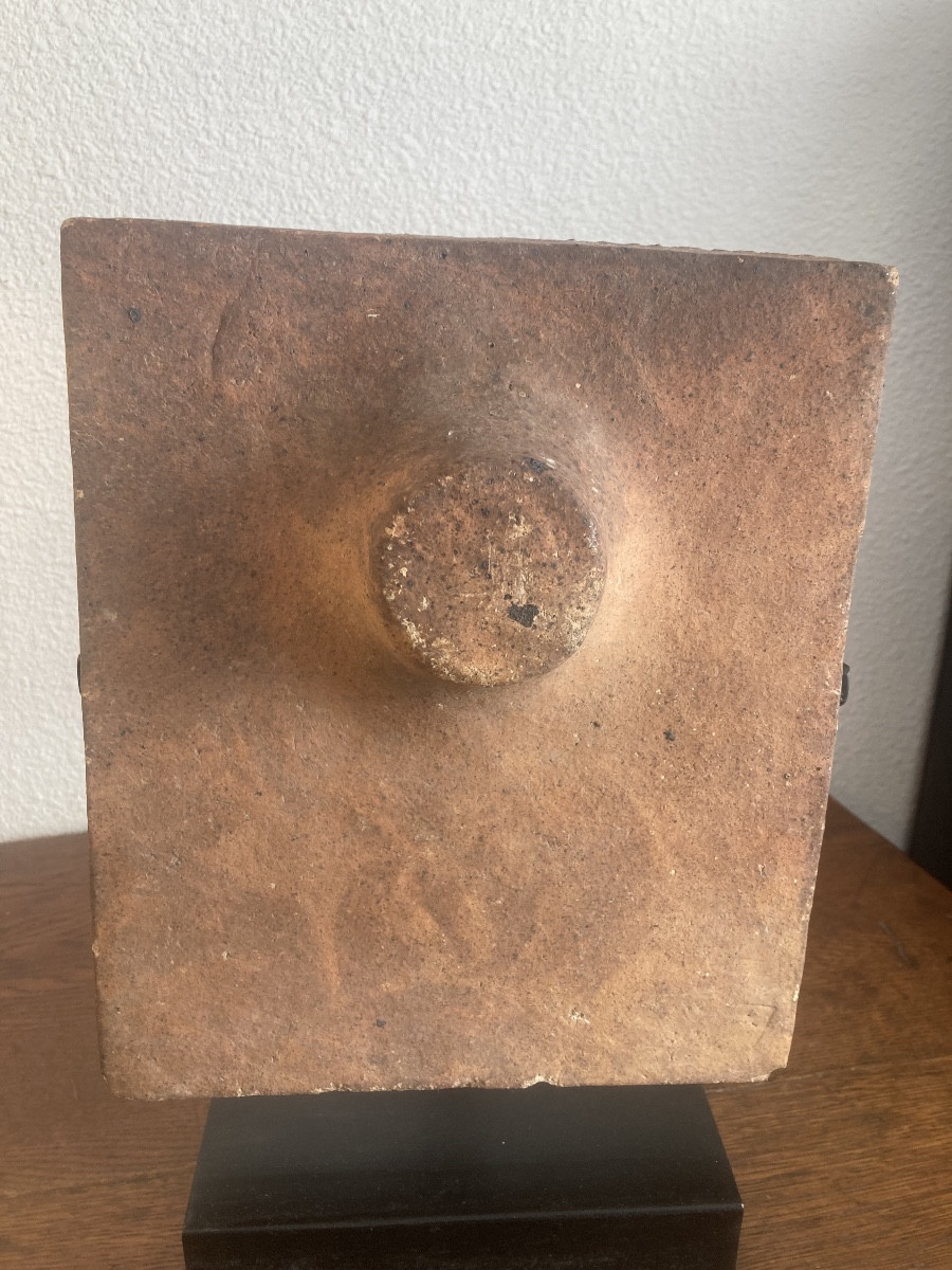 Georges Jouve Refractory Clay Tile With Nipple Decor.-photo-2