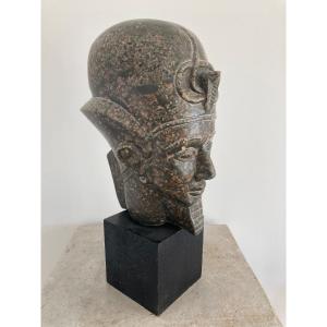 Reproduction Ramses II Head In Granite