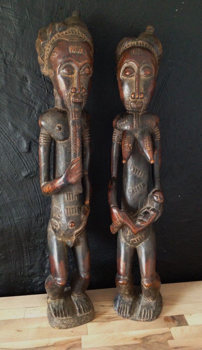 Pair Of Baoulé Statues From Ivory Coast.