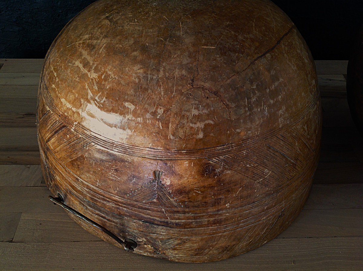 Lot Of Two Wooden Gourds, Niger.-photo-2