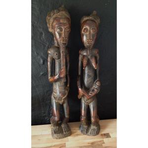 Couple De Statues Baoulé De Côte d'Ivoire.