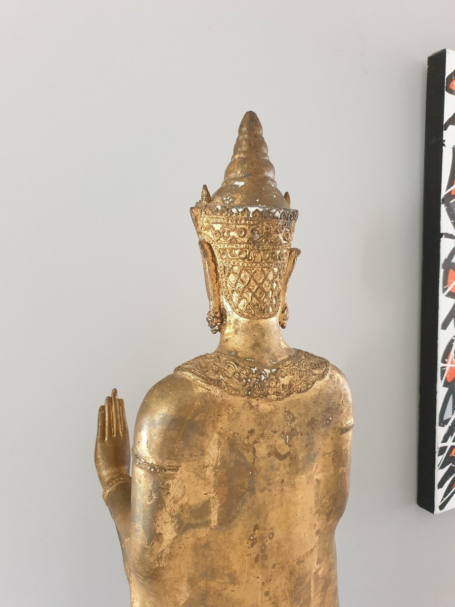 Siam (thailand) - Standing Buddha - 98 Cm-photo-3